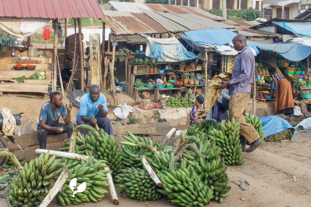 Bananenverkauf Am Wegesrand In Uganda